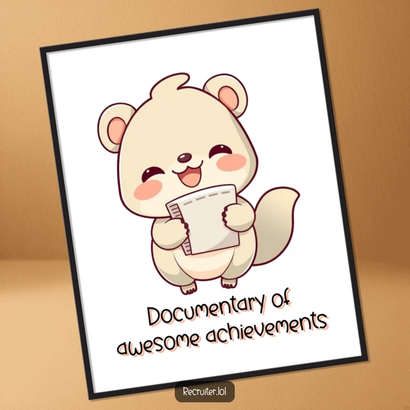 Funny Free Printable Wall Art: A whimsical creature with a cheerful expression, overloaded with papers, framed for your wall.