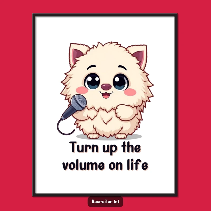 Free Printable Wall Art: Singing Fluffy Creature, Funny Downloadable Art for Music Lovers