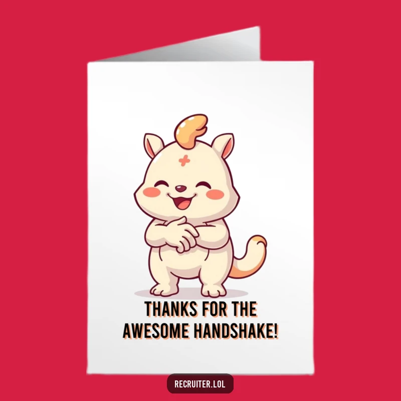 Free Printable Thank You Card: Grateful Handshake Creature, Funny Downloadable For Thanks