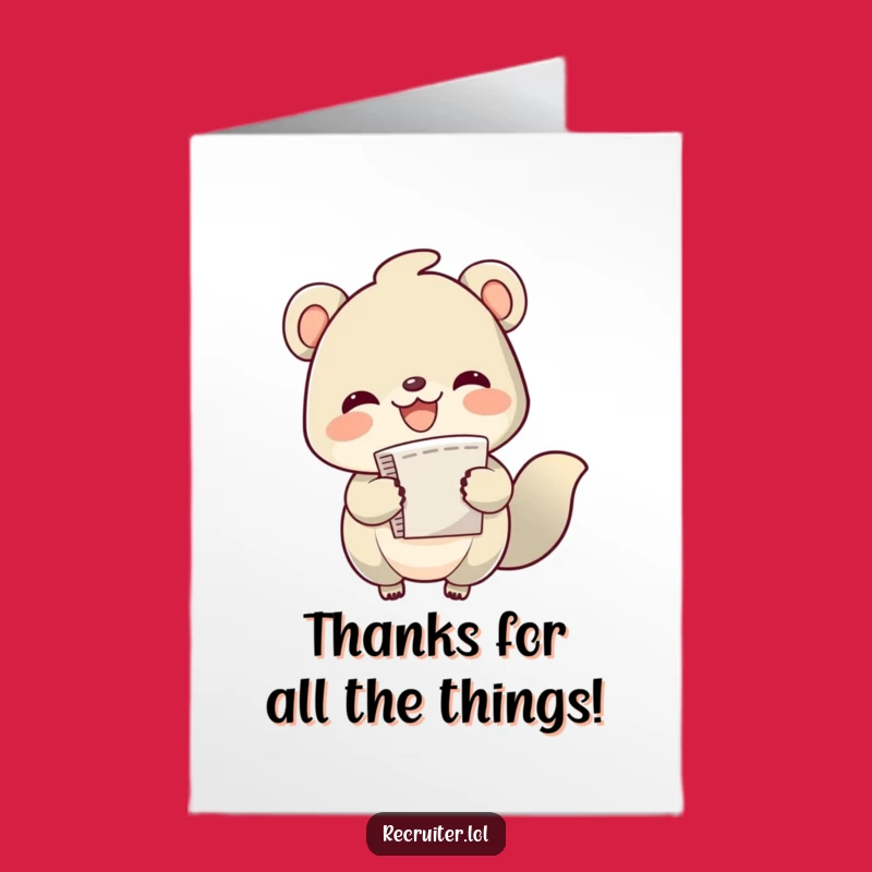 Free Printable Thank You Card: Grateful Paper Creature, Funny Downloadable For Appreciation